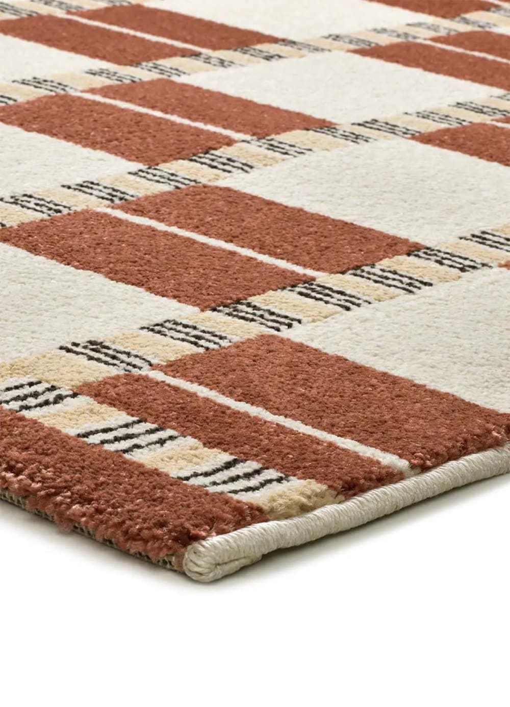 Tapis géométrique rouille/beige 80x150 cm — vue 4