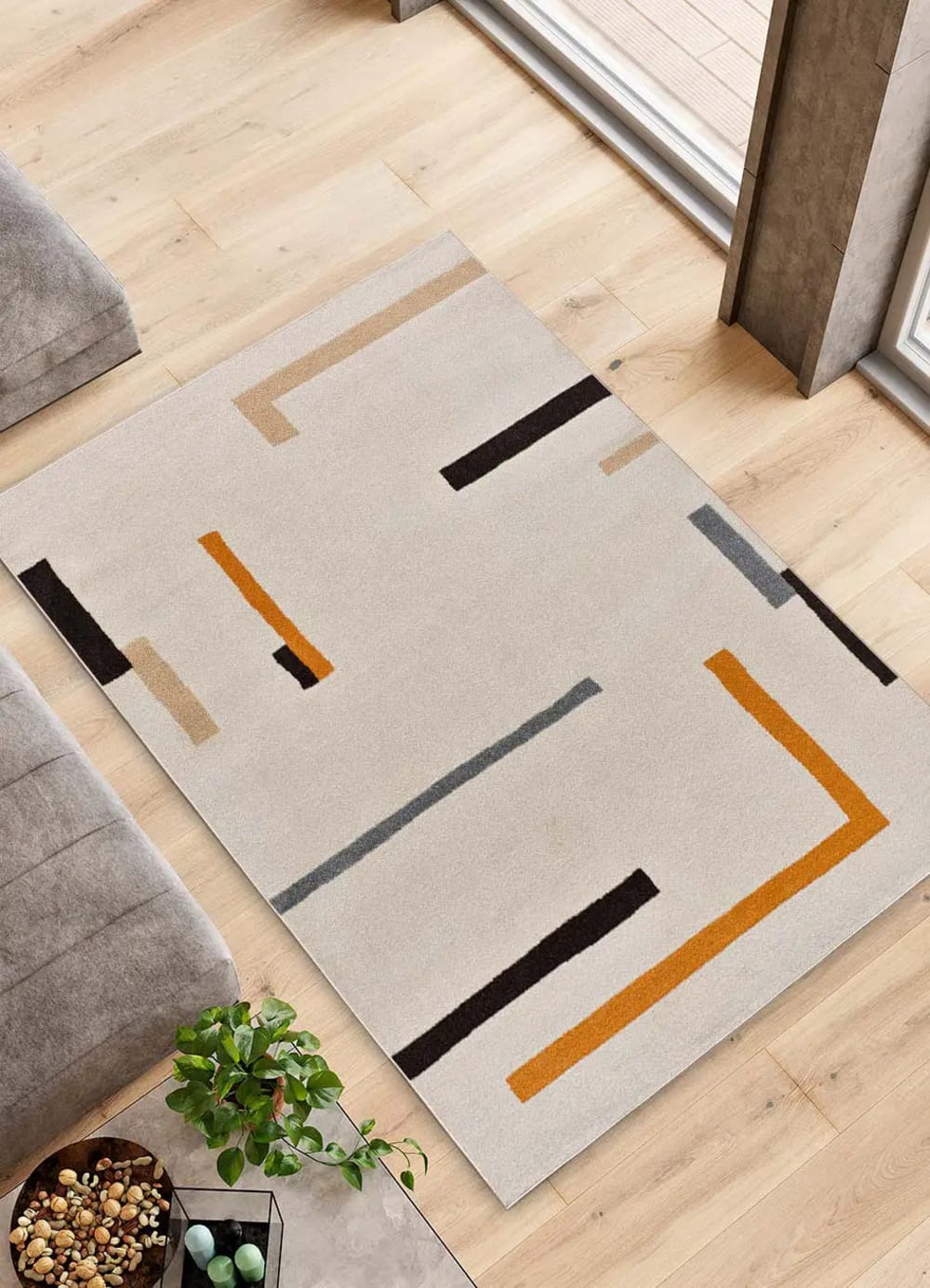 Tapis géométrique beige/orange 160x230 cm — vue 3