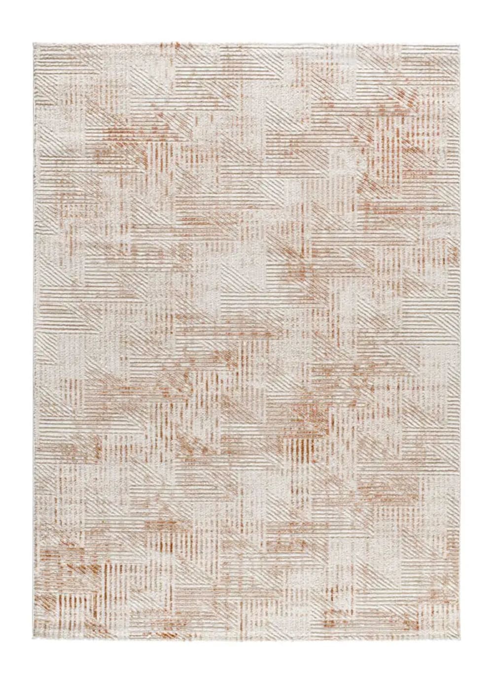 Tapis á relief géométrique beige/rouille 77x150 cm