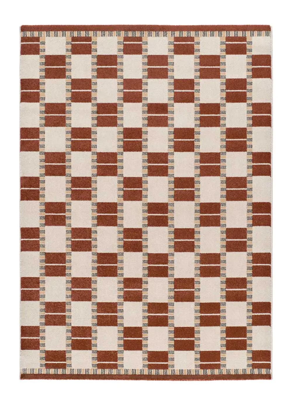 Tapis géométrique rouille/beige 160x230 cm