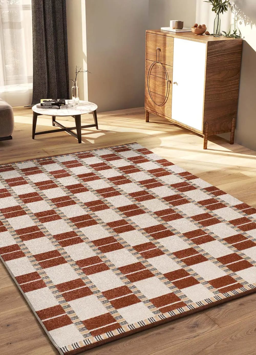 Tapis géométrique rouille/beige 200x290 cm — vue 3