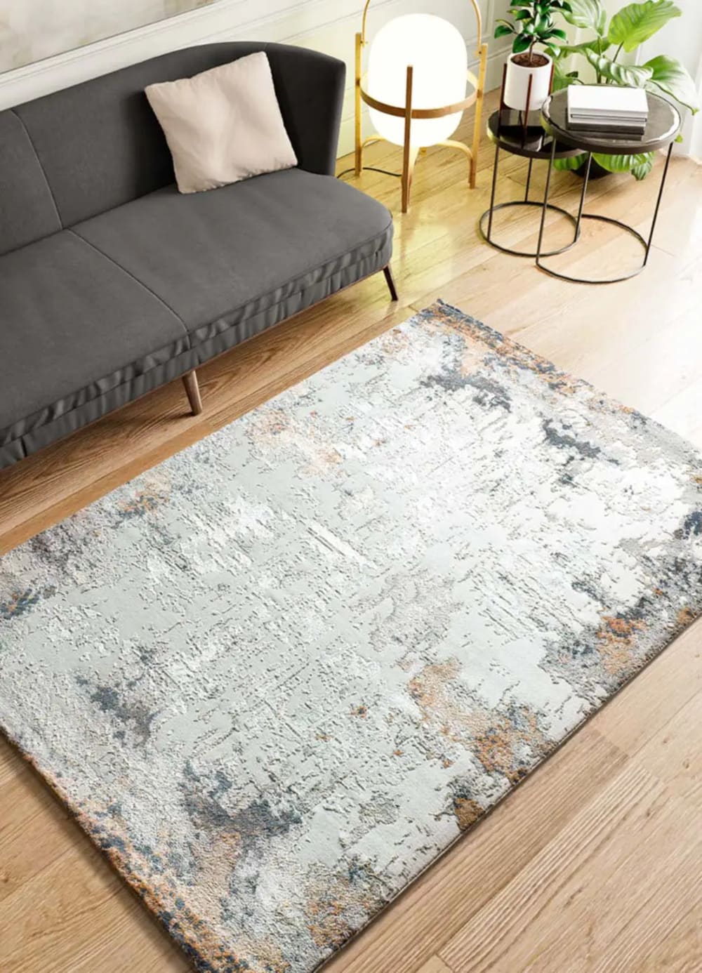 Tapis á relief abstrait beige/rouille/bleu 77x150 cm — vue 3