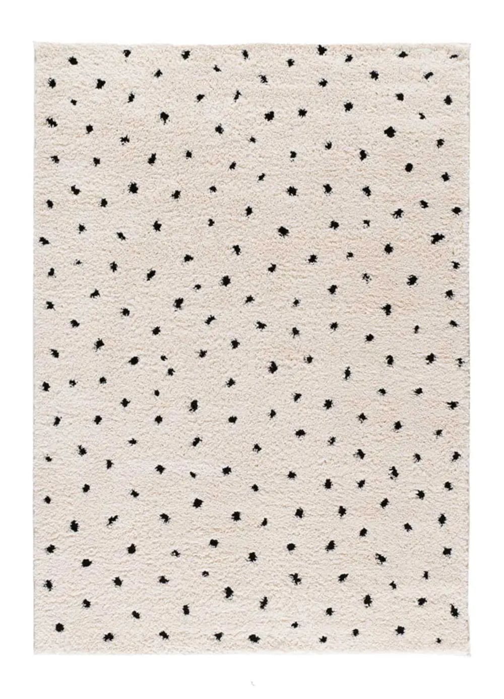 Tapis descente de lit shaggy scandinave blanc/noir 60x120 cm