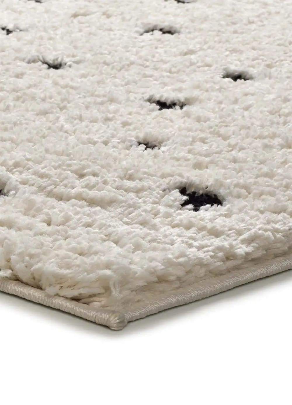 Tapis descente de lit shaggy scandinave blanc/noir 60x120 cm — vue 4