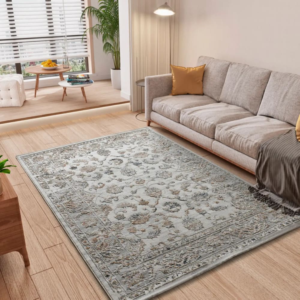 Atticgo Kurzflorteppich, Vintage mit Relief, beige/kupfer/blau, 134x200 cm style vintage Öko-Tex Zertifikat - Pp - Polypropylen