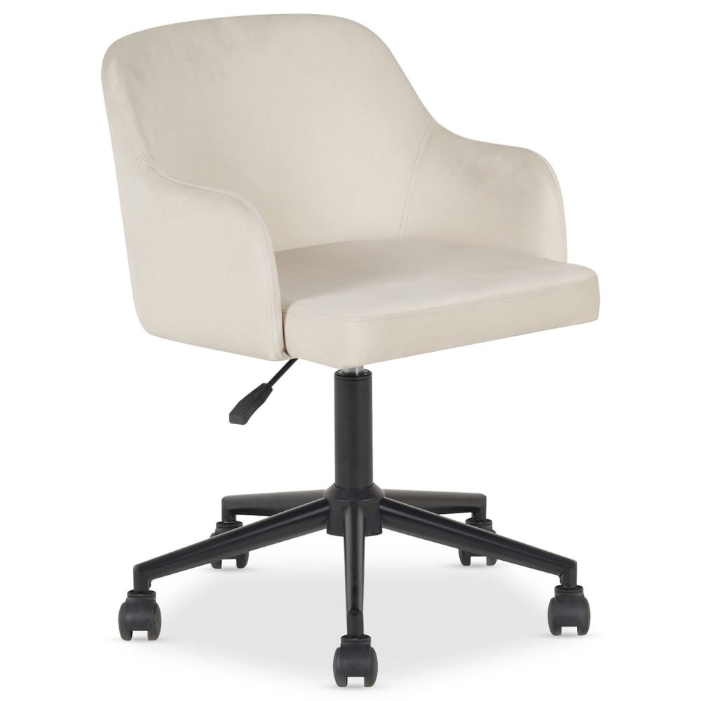 Chaise de bureau en velours avec accoudoirs, beige