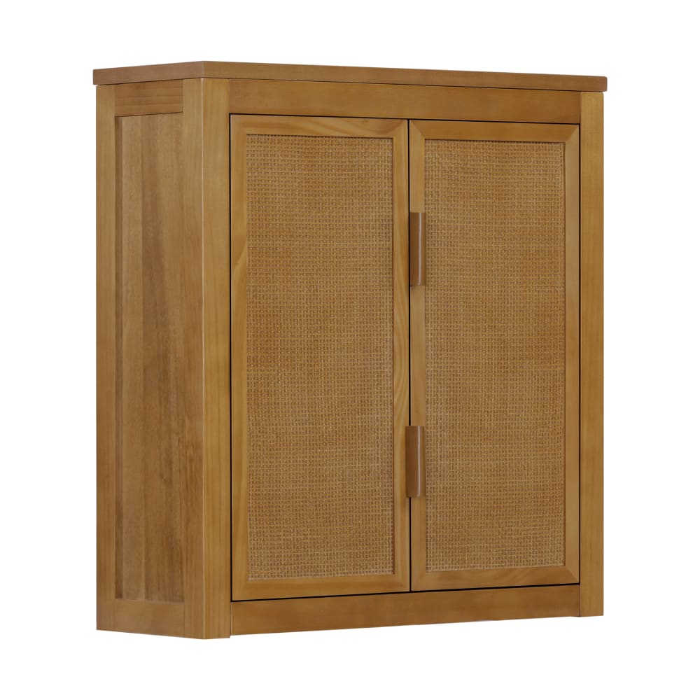 Armoire salle de bain murale bois, 56cm, Marron