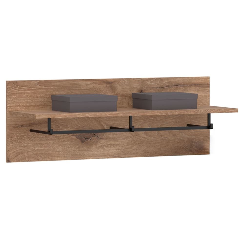 Portemanteau mural en bois avec 1 étagère et 3 patères
