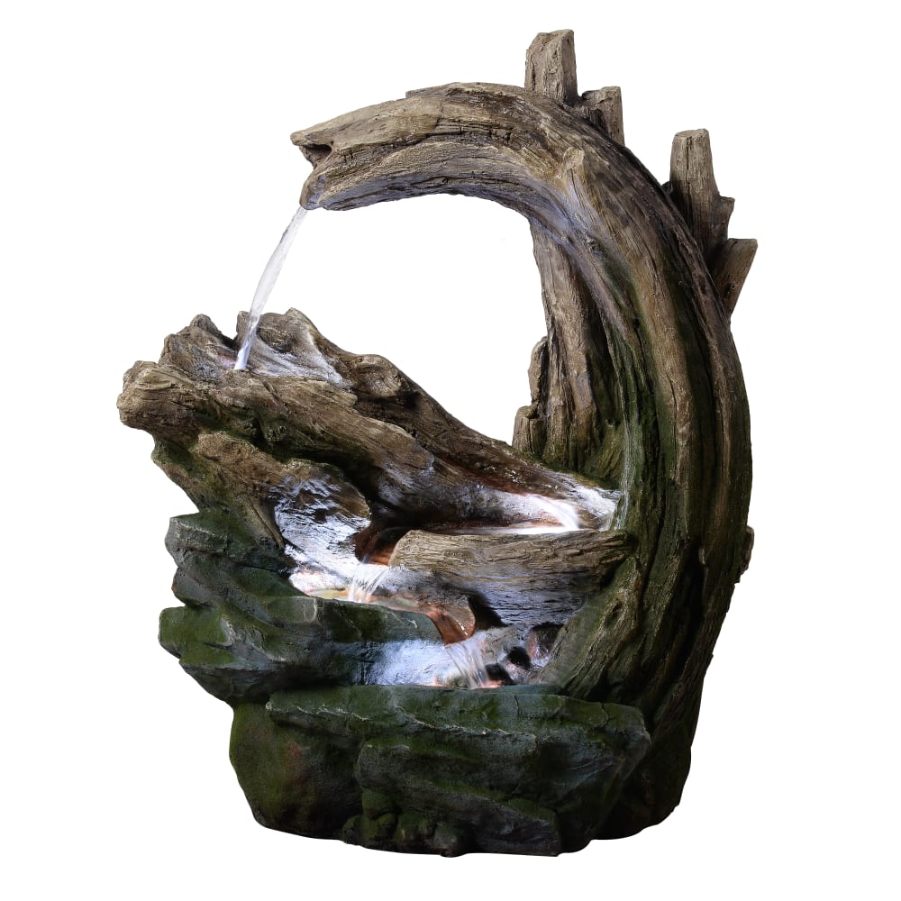 Teamson Gartenbrunnen Forest Stream, LED, 82cm, Grau style modern Grau Metall