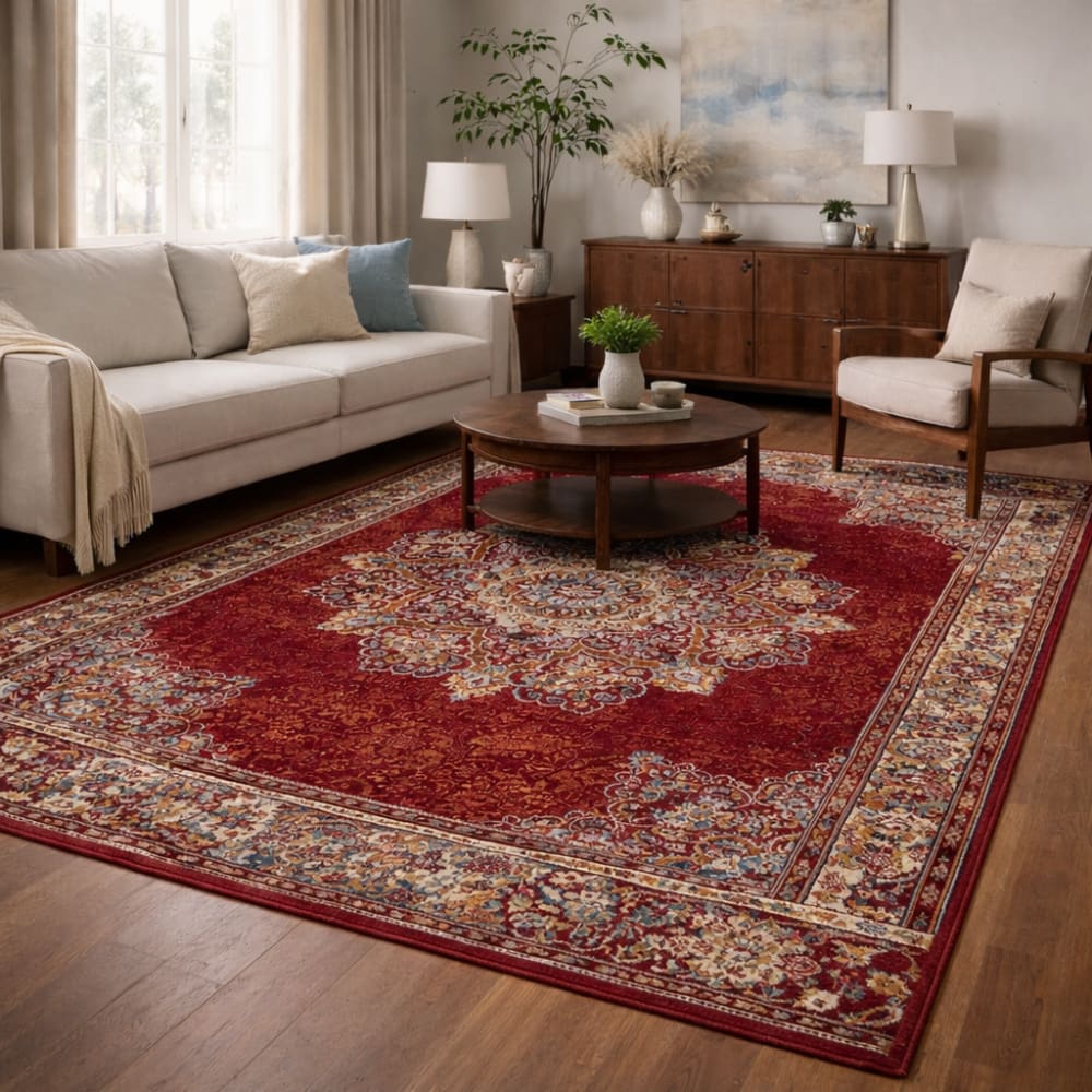 Tapis style vintage moderne rouge 160x235cm — vue 3