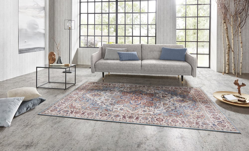 Tapis vintage tissé plat anthea terra turquoise 160x230cm — vue 3
