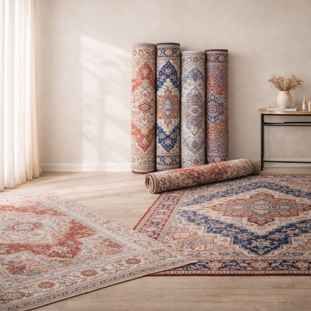 Tapis vintage tissé plat anthea terra turquoise 160x230cm — vue 4