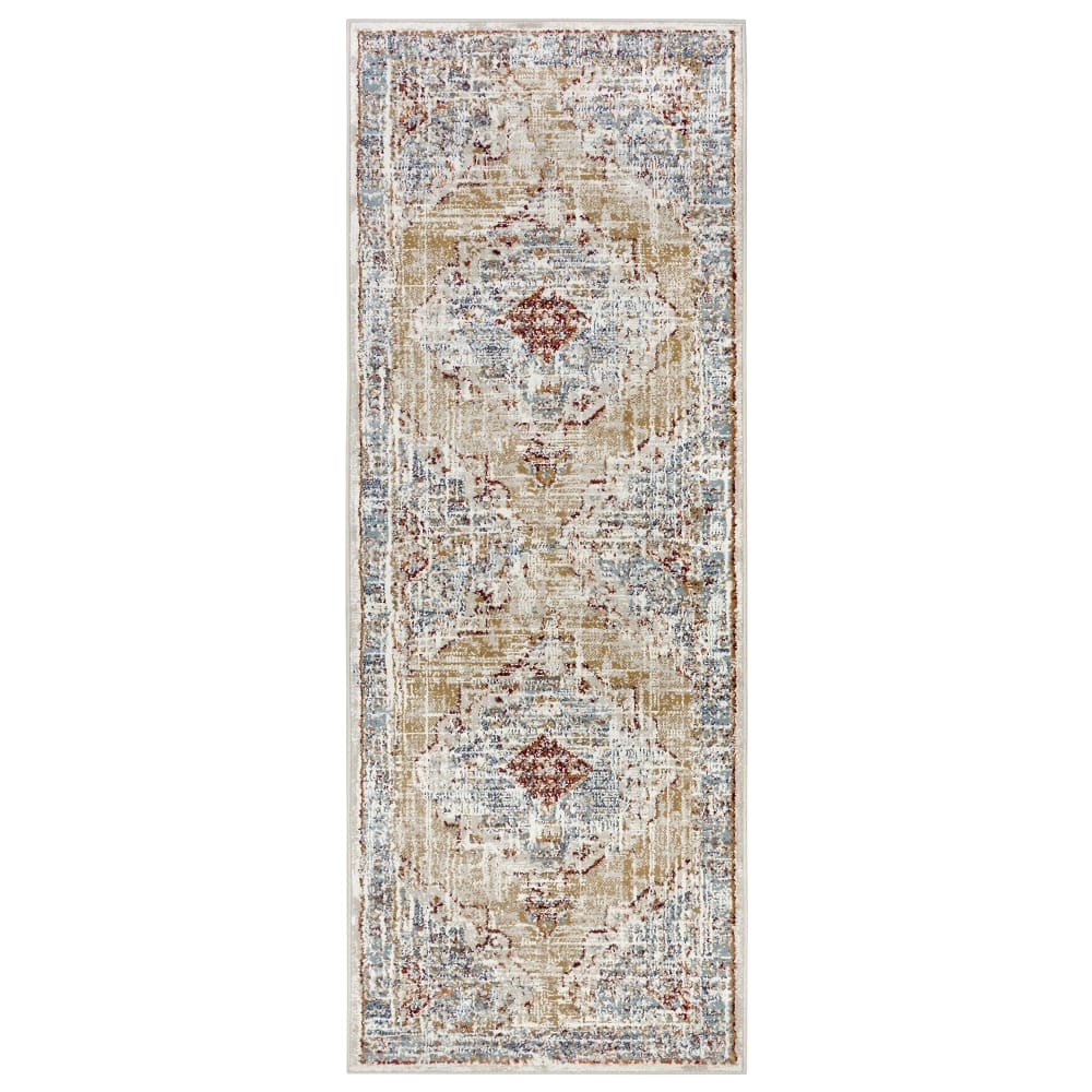 Tapis entrée style vintage moderne beige 57x90cm