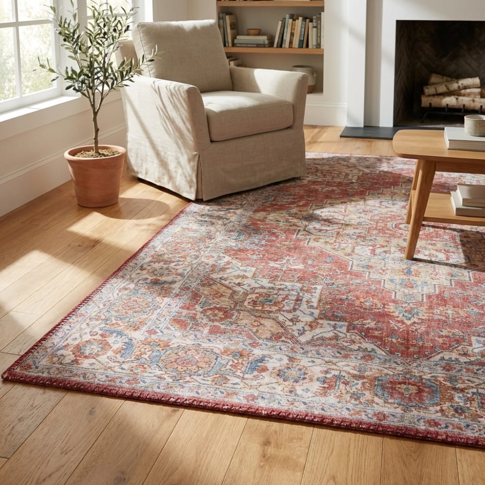 Tapis vintage tissé plat sylla rouge brique 120x160cm — vue 3