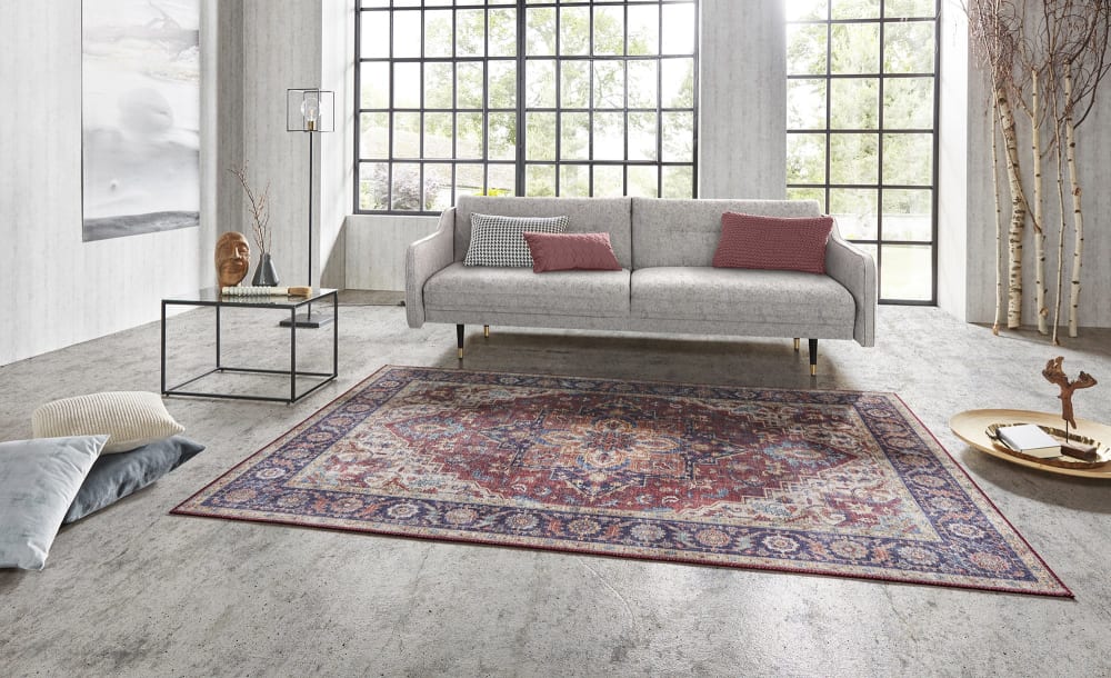 Tapis vintage tissé plat anthea rouge prune 80x200cm — vue 3
