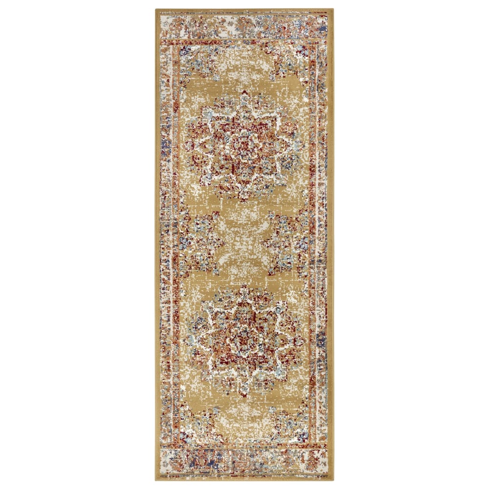 Tapis entrée style vintage moderne doré 80x120cm
