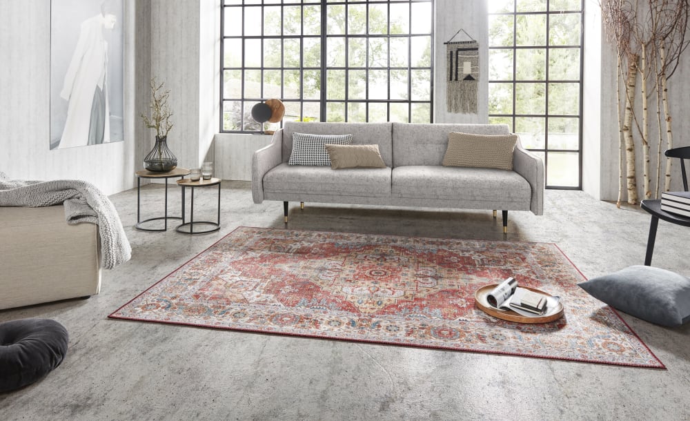 Tapis Vintage tissé plat Sylla Rouge Brique 160x230cm