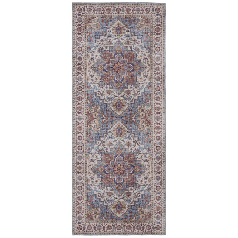Tapis Vintage tissé plat Anthea Terra Turquoise 80x200cm