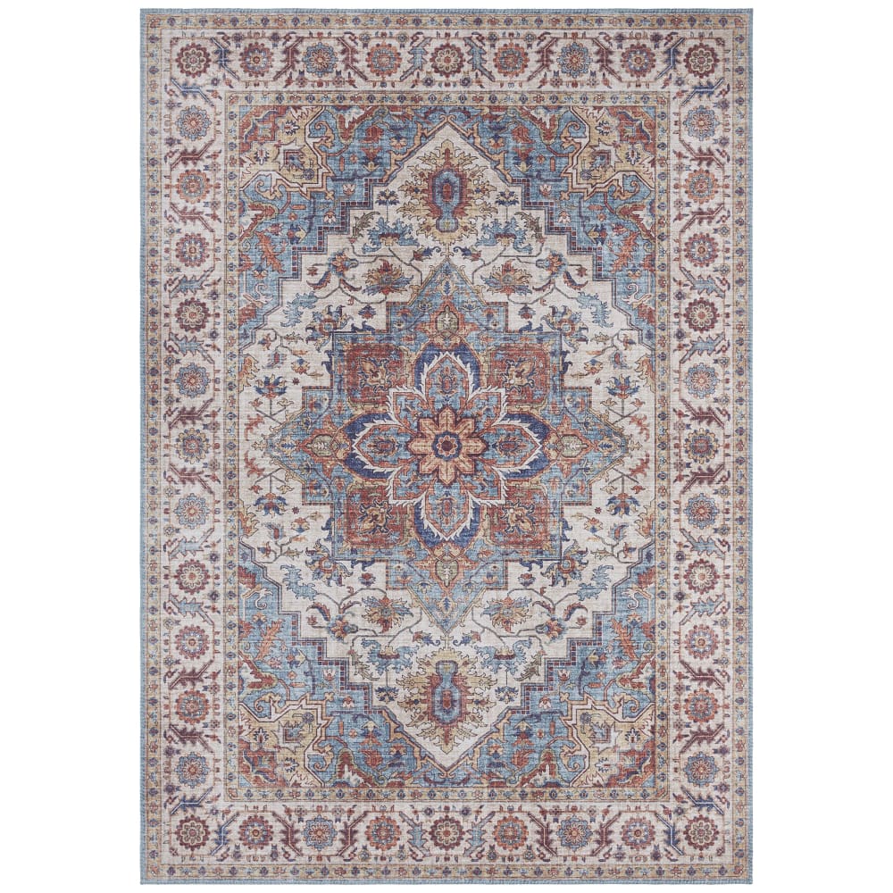 Tapis Vintage tissé plat Anthea Terra Turquoise 200x290cm