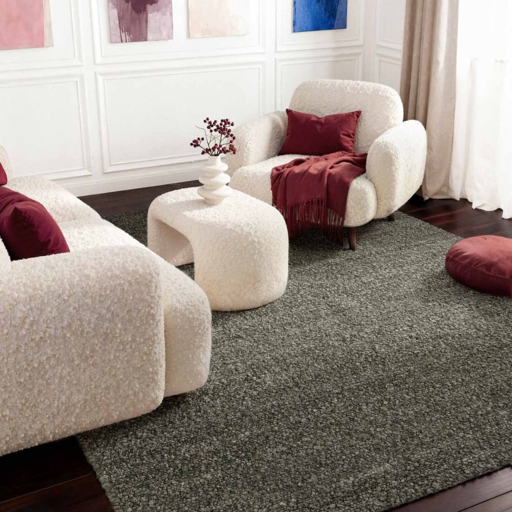Tapis bouclés à poils courts vert 120x170cm — vue 3