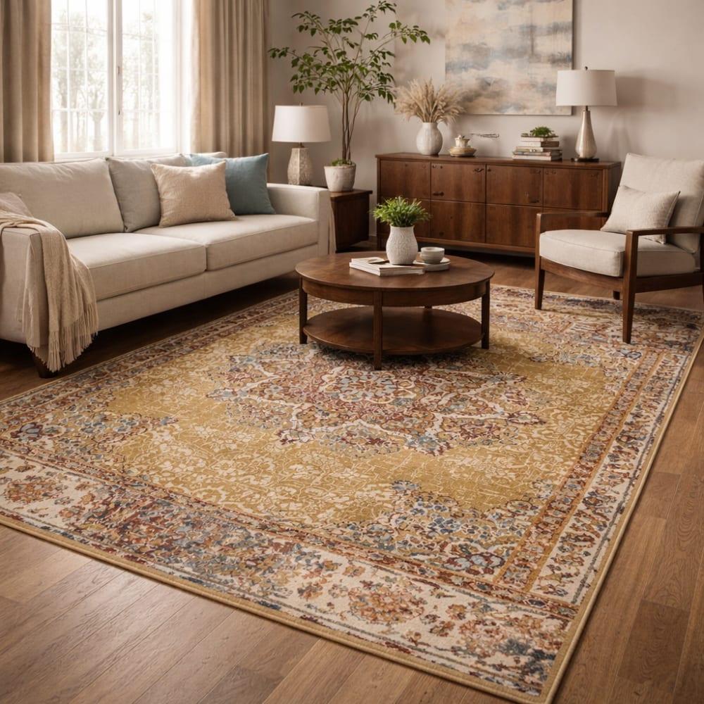 Tapis style vintage moderne doré 200x280cm — vue 3
