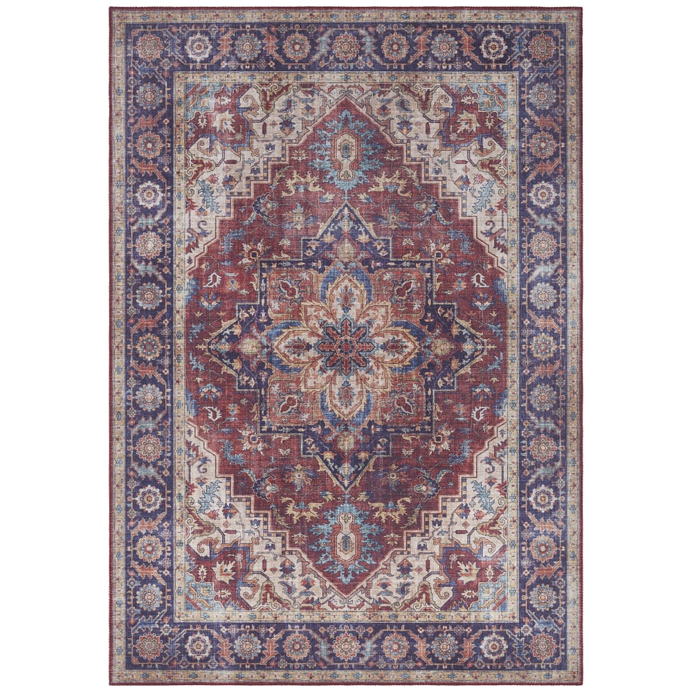 Tapis Vintage tissé plat Anthea Rouge Prune 200x290cm