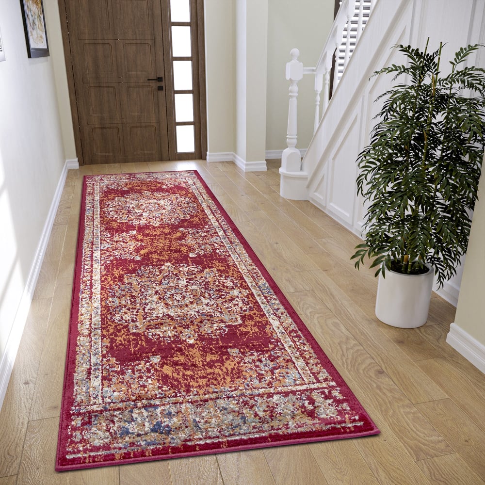 Tapis entrée style vintage moderne rouge 57x90cm — vue 3