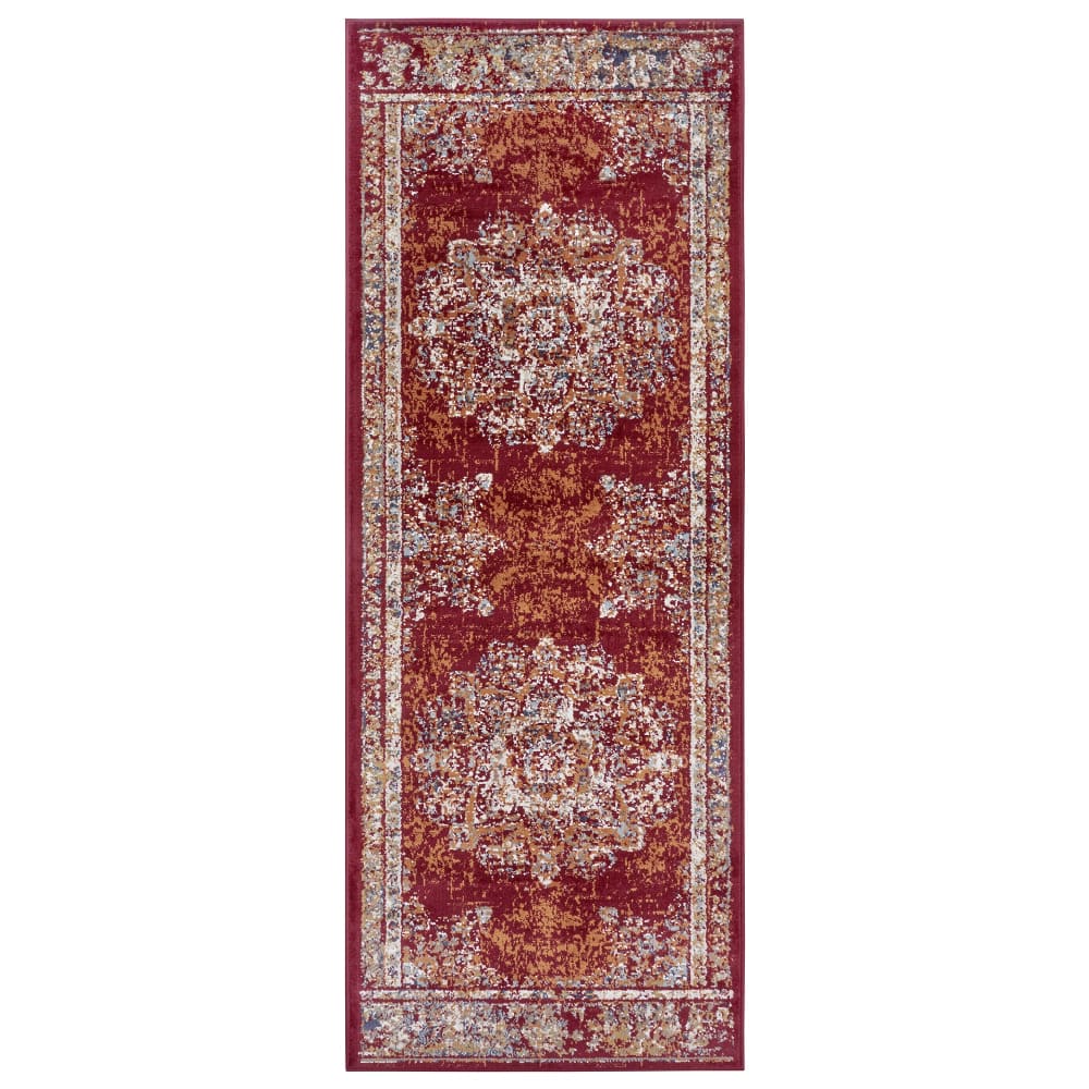 Tapis entrée style vintage moderne rouge 80x120cm