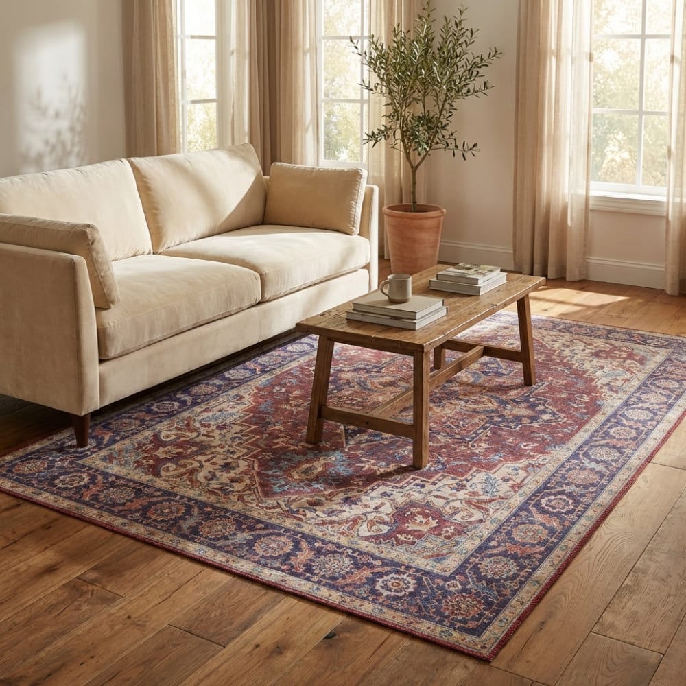 Tapis vintage tissé plat anthea rouge prune 160x230cm — vue 4