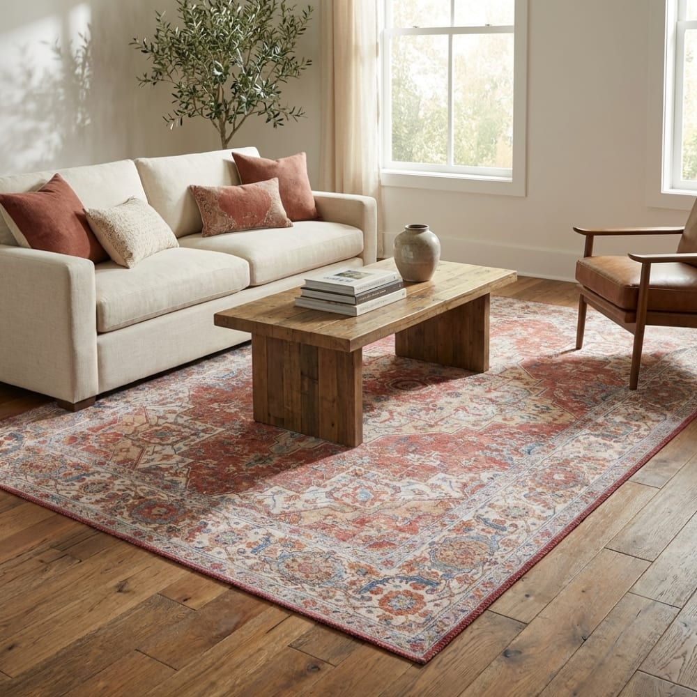 Tapis vintage tissé plat sylla rouge brique 200x290cm — vue 4