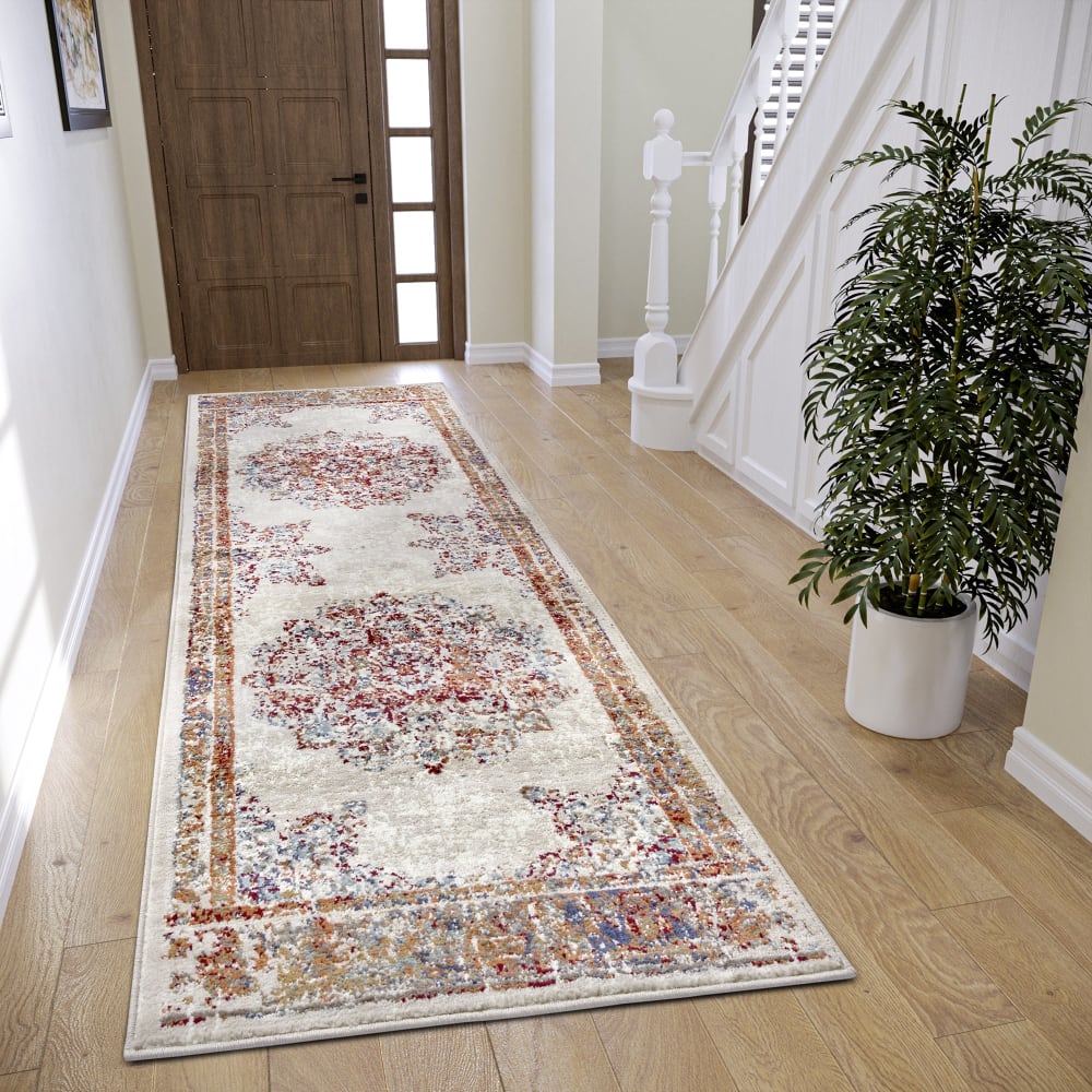 Tapis entrée style vintage moderne crème 80x120cm — vue 3