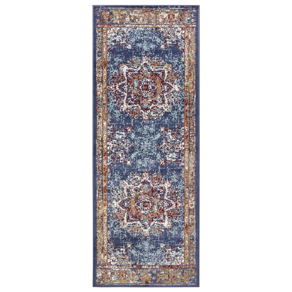 Tapis couloir style Vintage moderne Bleu 80x240cm