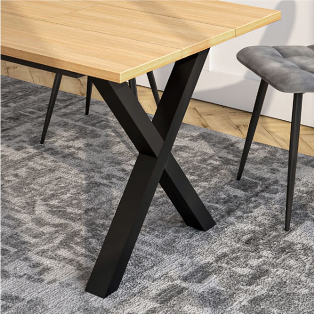 2 X-förmige Metallbeine, Stütze für Tischplatten, Schwarz,