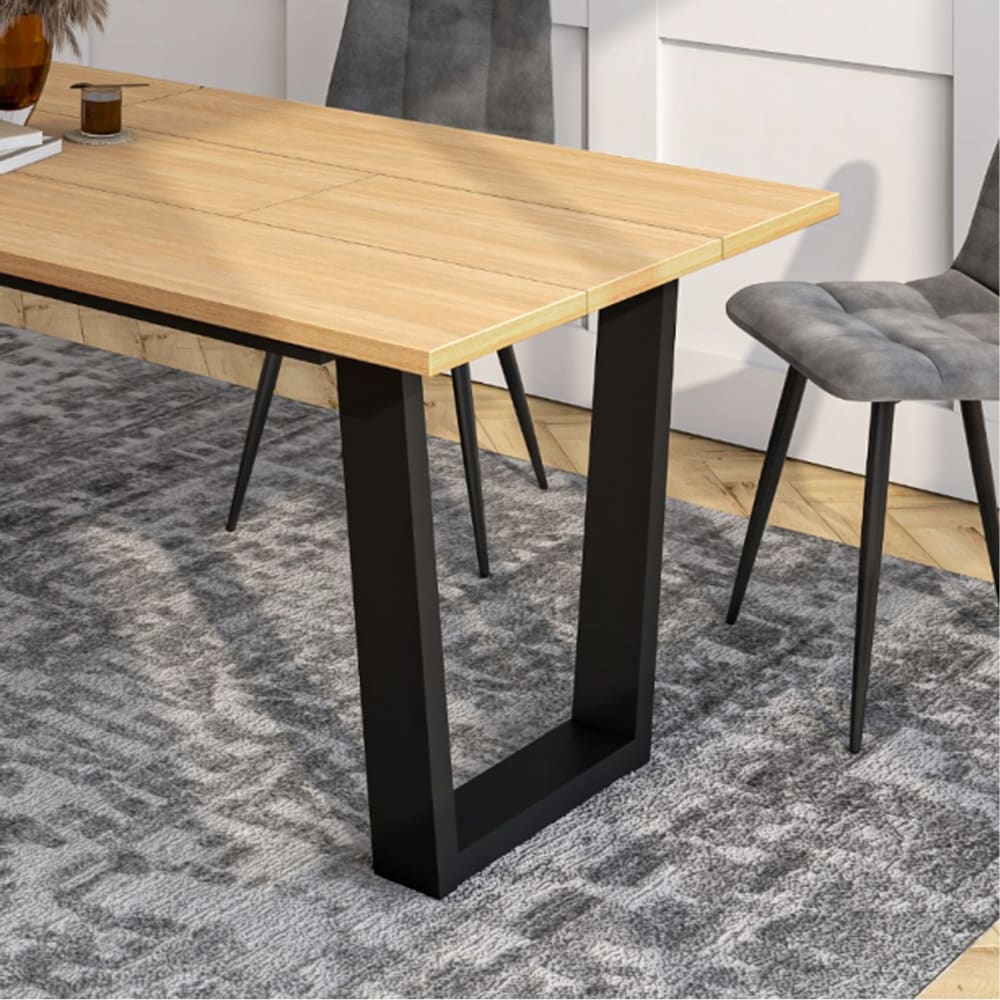 2 U-förmige Metallbeine, Stütze für Tischplatten, Schwarz,