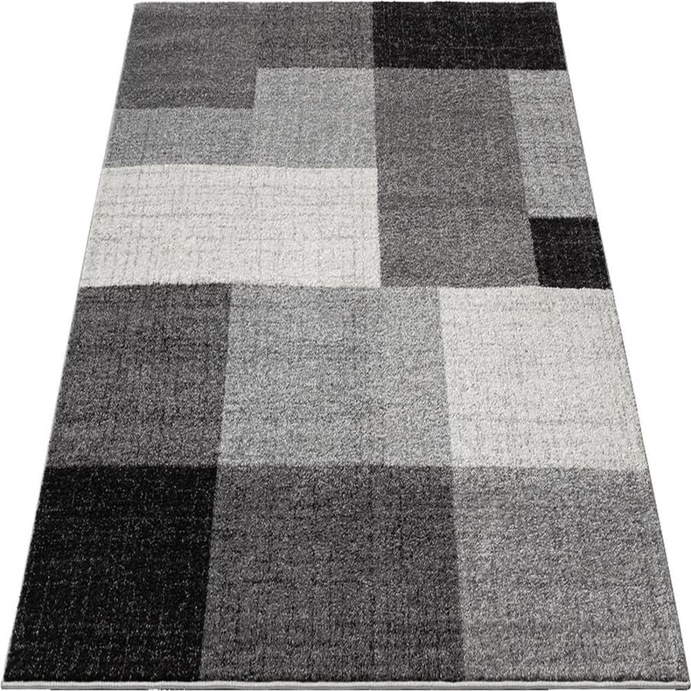 Tapis moderne salon géométrique contour, gris, 120 x 160 cm — vue 4