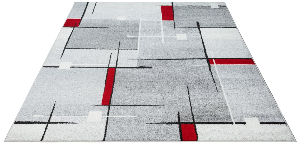 Tapis moderne salon découpe contour, gris rouge, 120 x 160 cm — vue 4