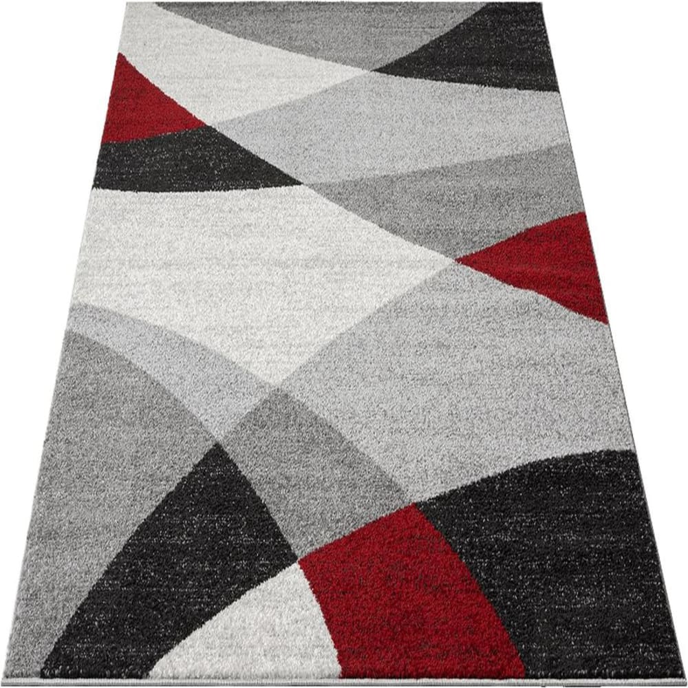 Tapis moderne salon contour, gris rouge, 140 x 200 cm — vue 4