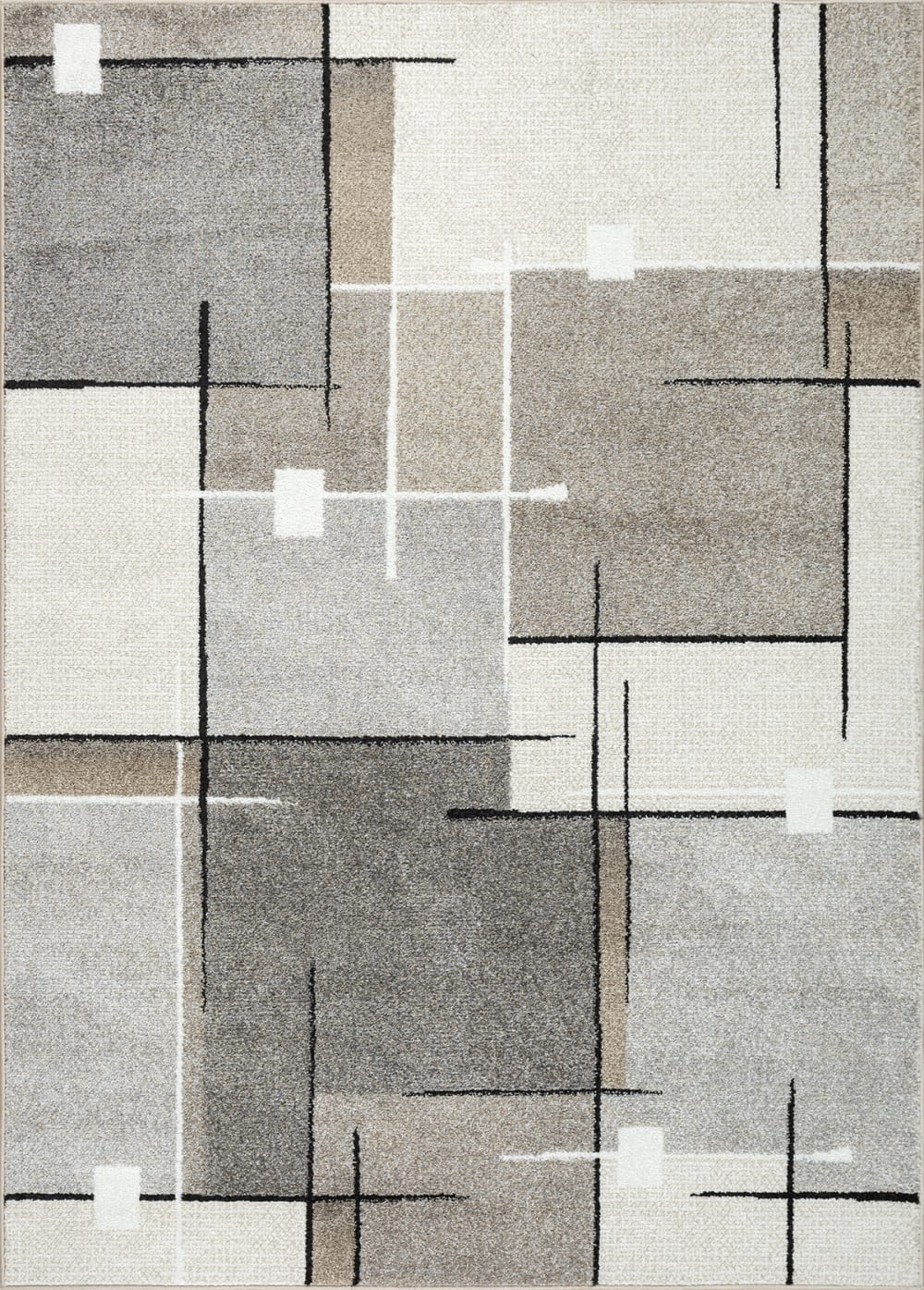 Tapis moderne salon découpe contour, beige, 80 x 140 cm