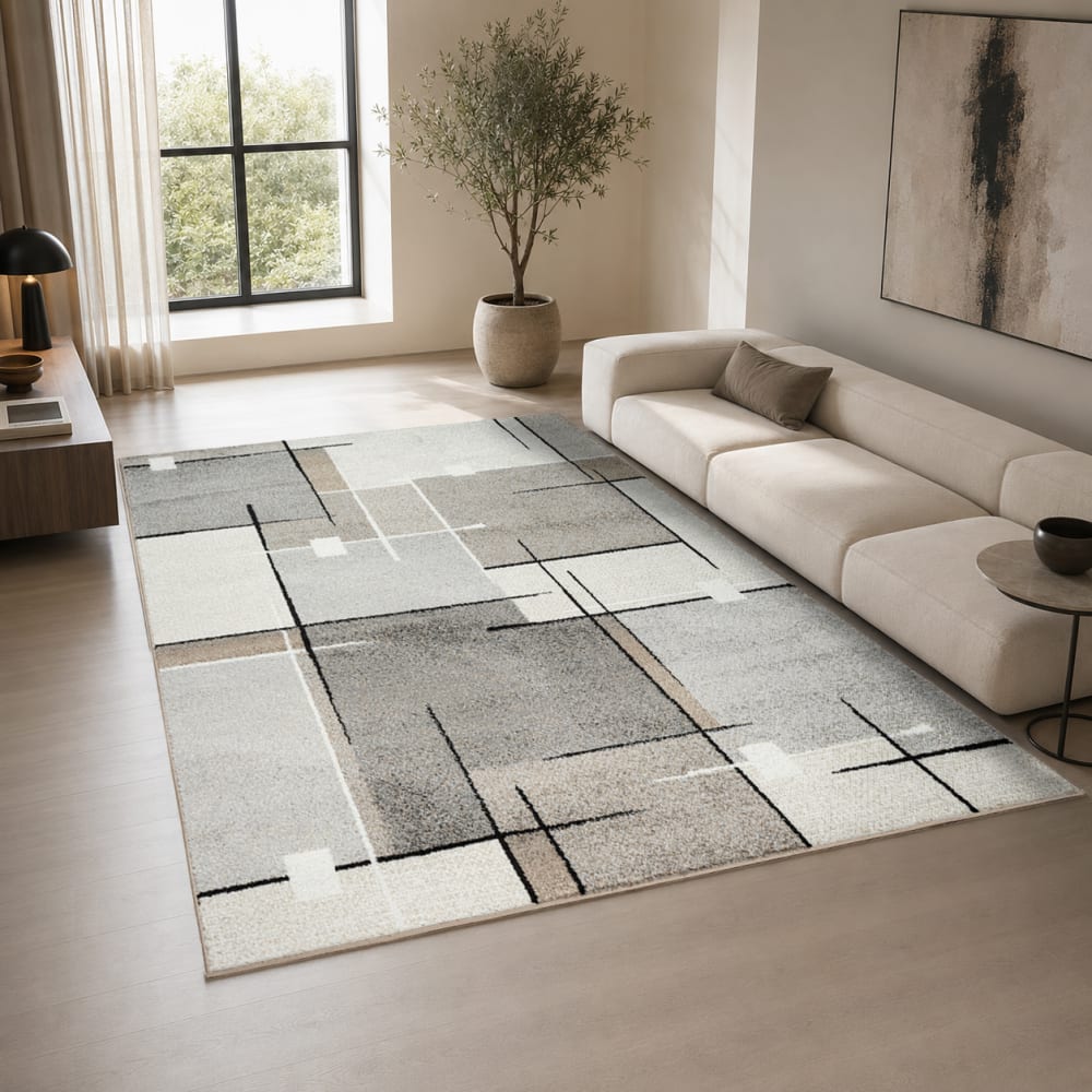 The carpet Teppich wohnzimmer modern kontur design, beige, 80 x 140 cm style modern Öko-Tex Zertifikat - Pp - Polypropylen