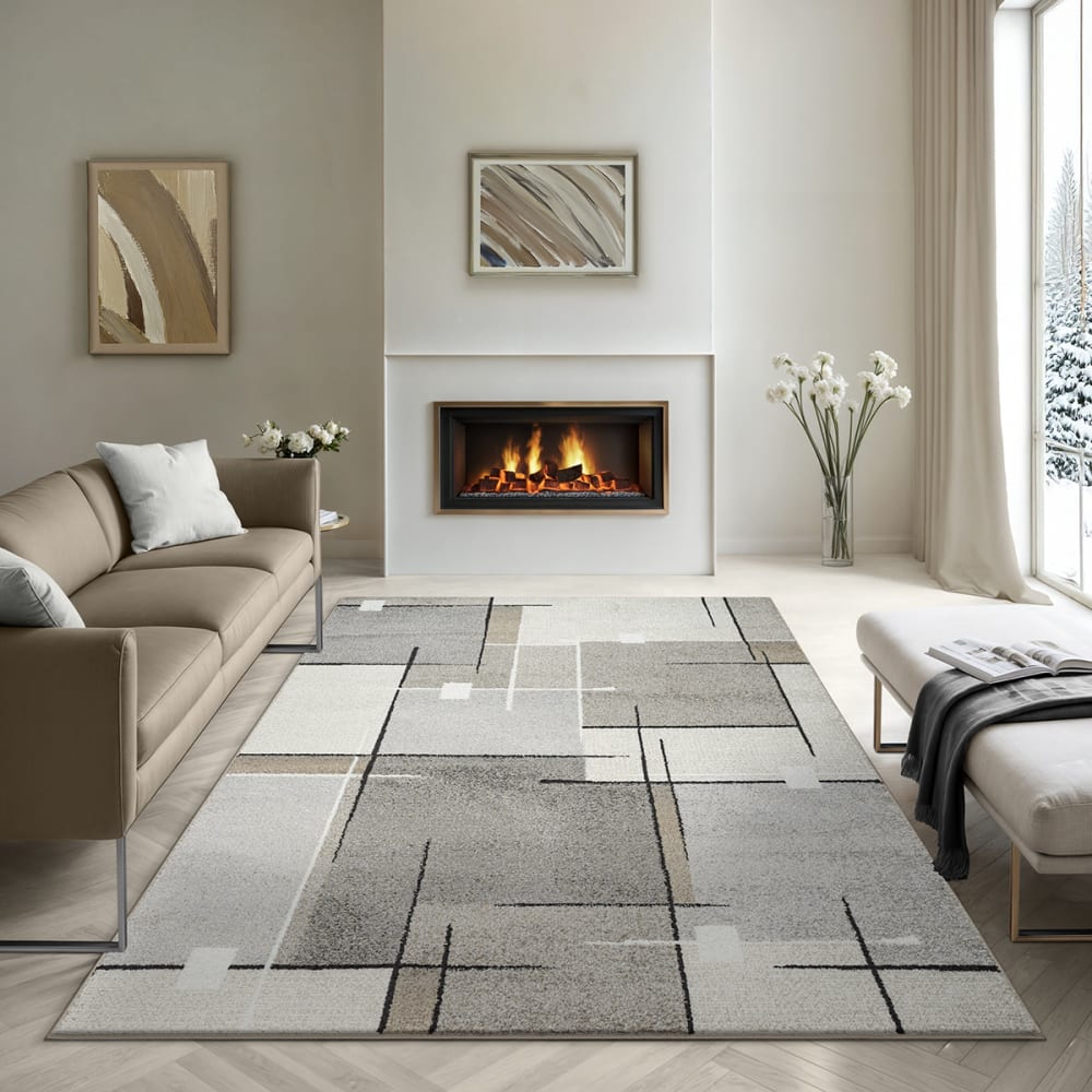 Tapis moderne salon découpe contour, beige, 80 x 140 cm — vue 3