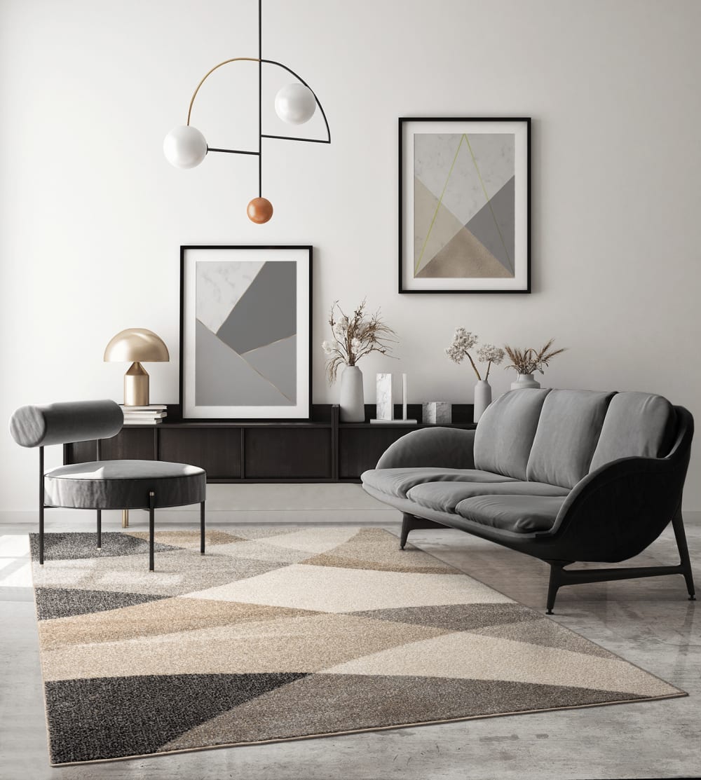 Tapis moderne salon contour, beige, 140 x 200 cm — vue 3