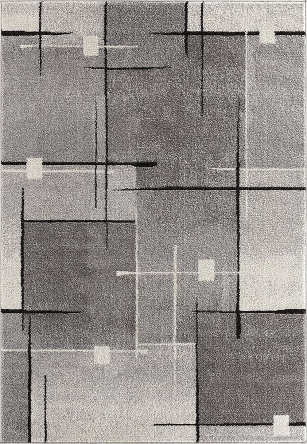 Tapis moderne salon découpe contour, gris, 80 x 140 cm