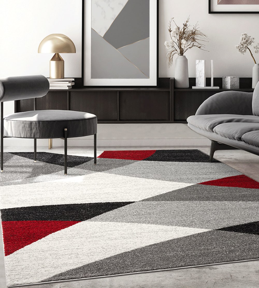 Tapis moderne salon contour, gris rouge, 200 x 280 cm — vue 3