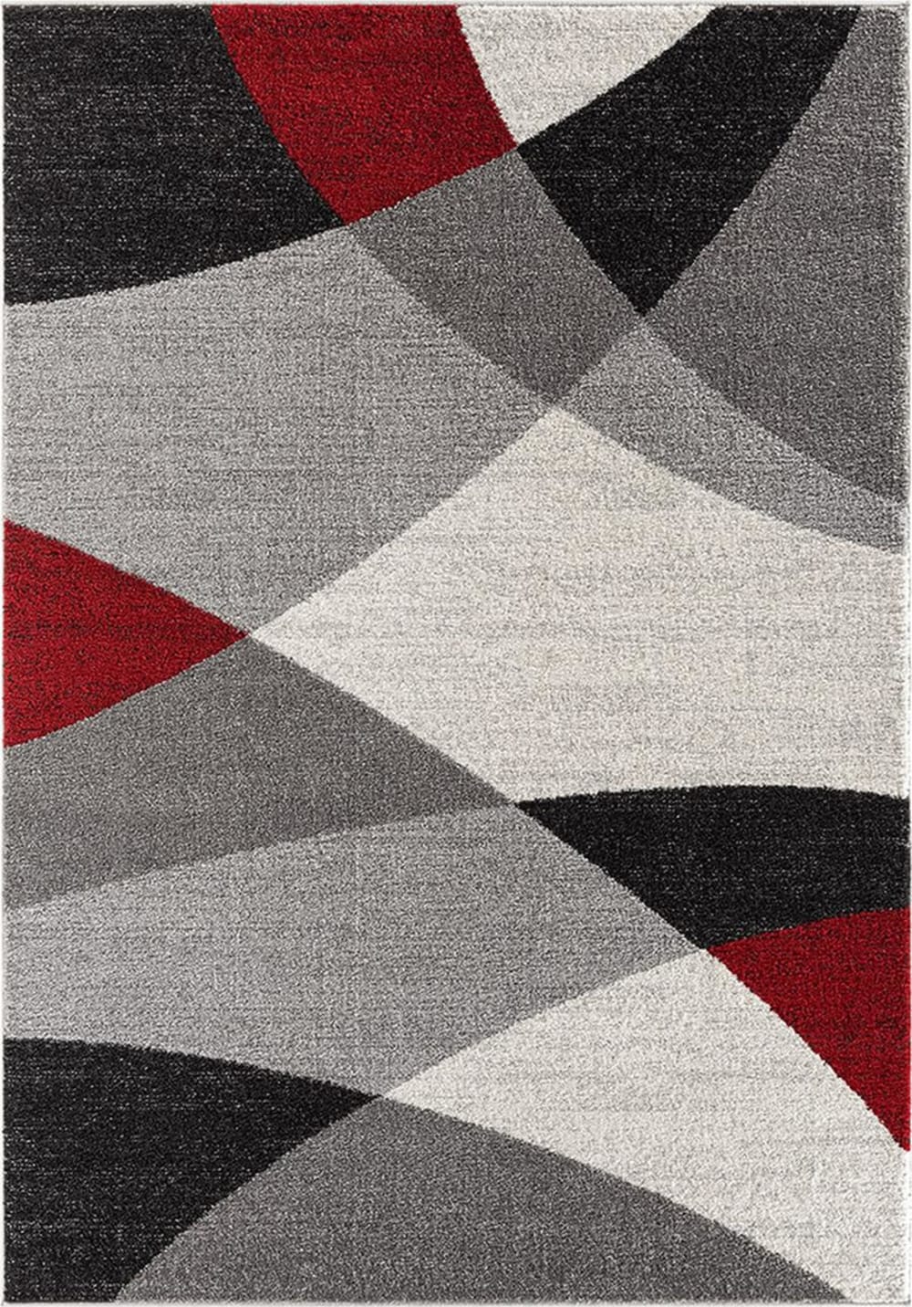 Tapis moderne salon contour, gris rouge, 240 x 330 cm