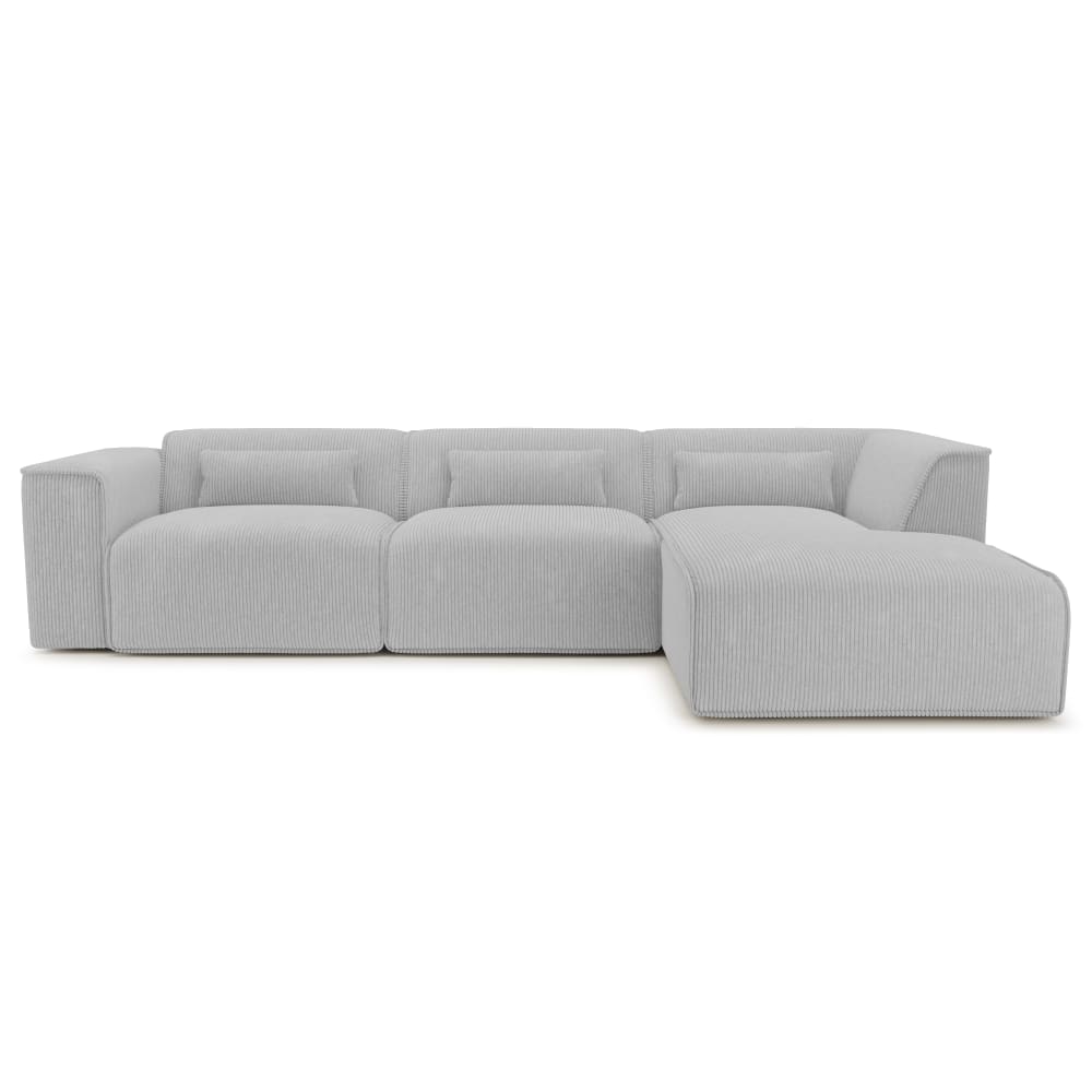 Canapé d'angle en velours côtelé 6 places gris