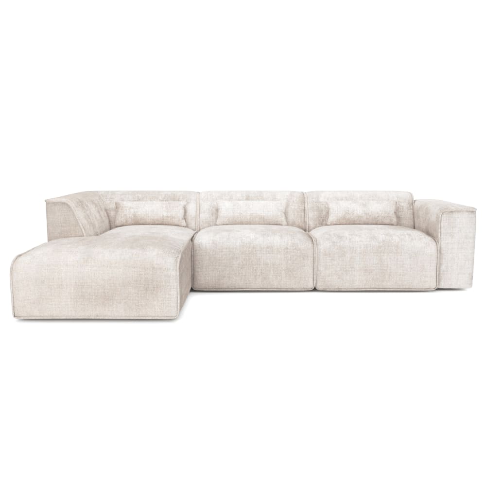 Canapé d'angle en tissu 6 places beige