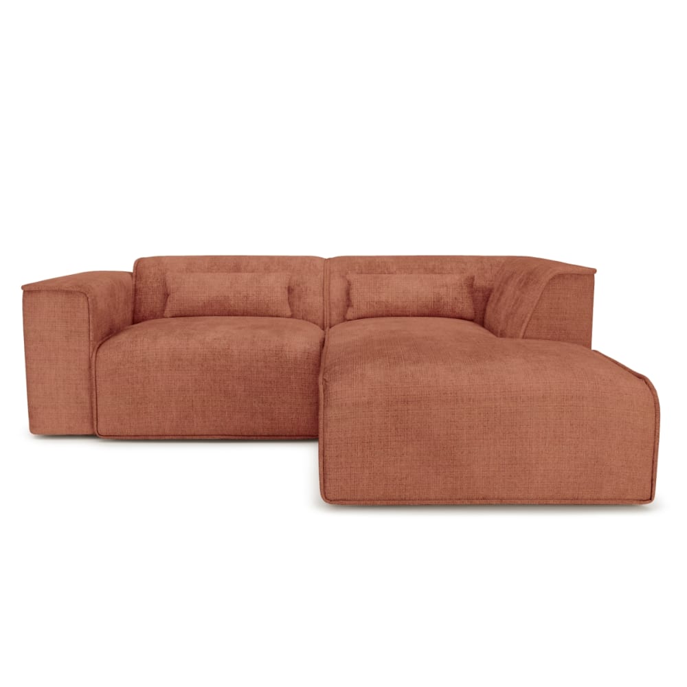 Canapé d'angle en tissu 4 places terracotta