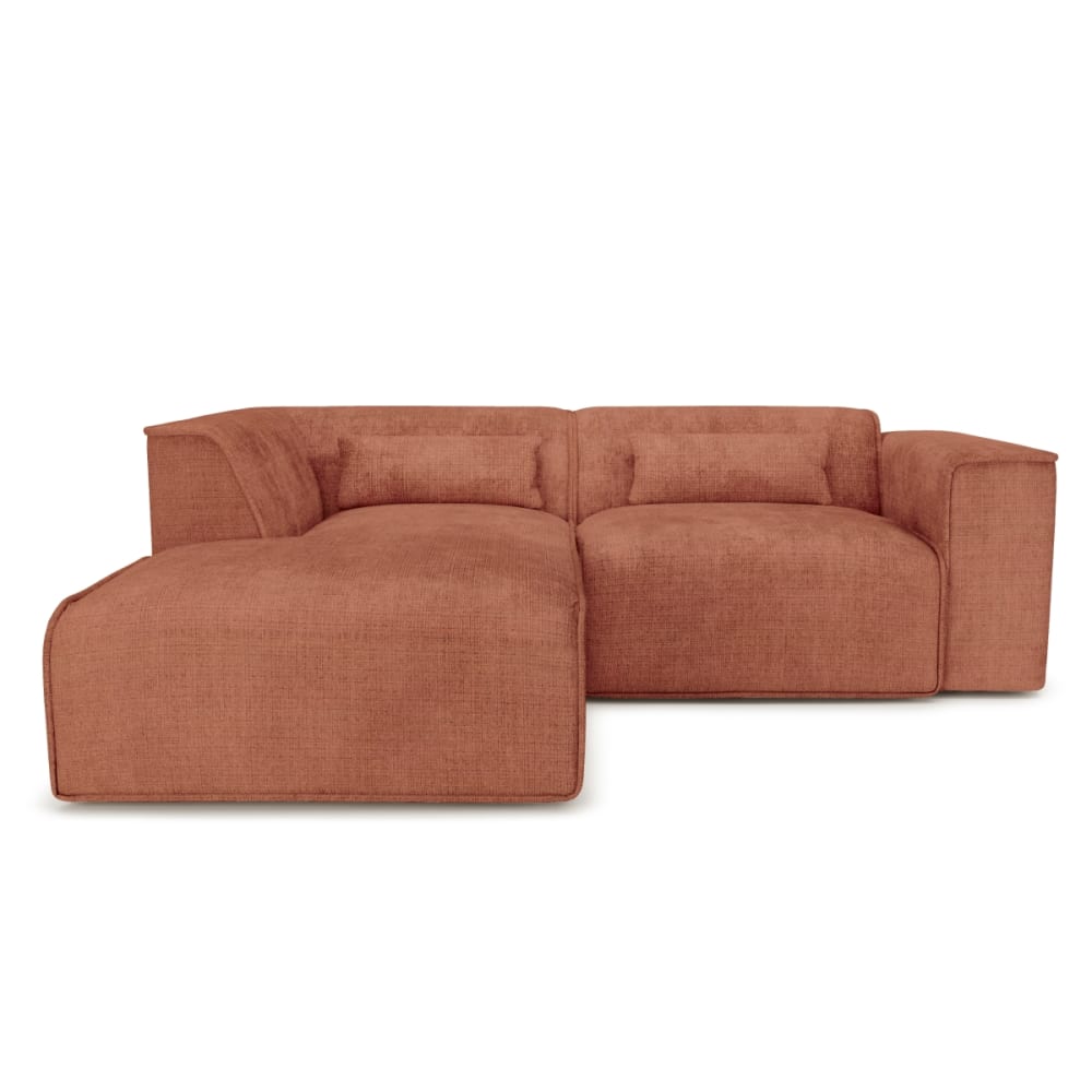 Canapé d'angle en tissu 4 places terracotta