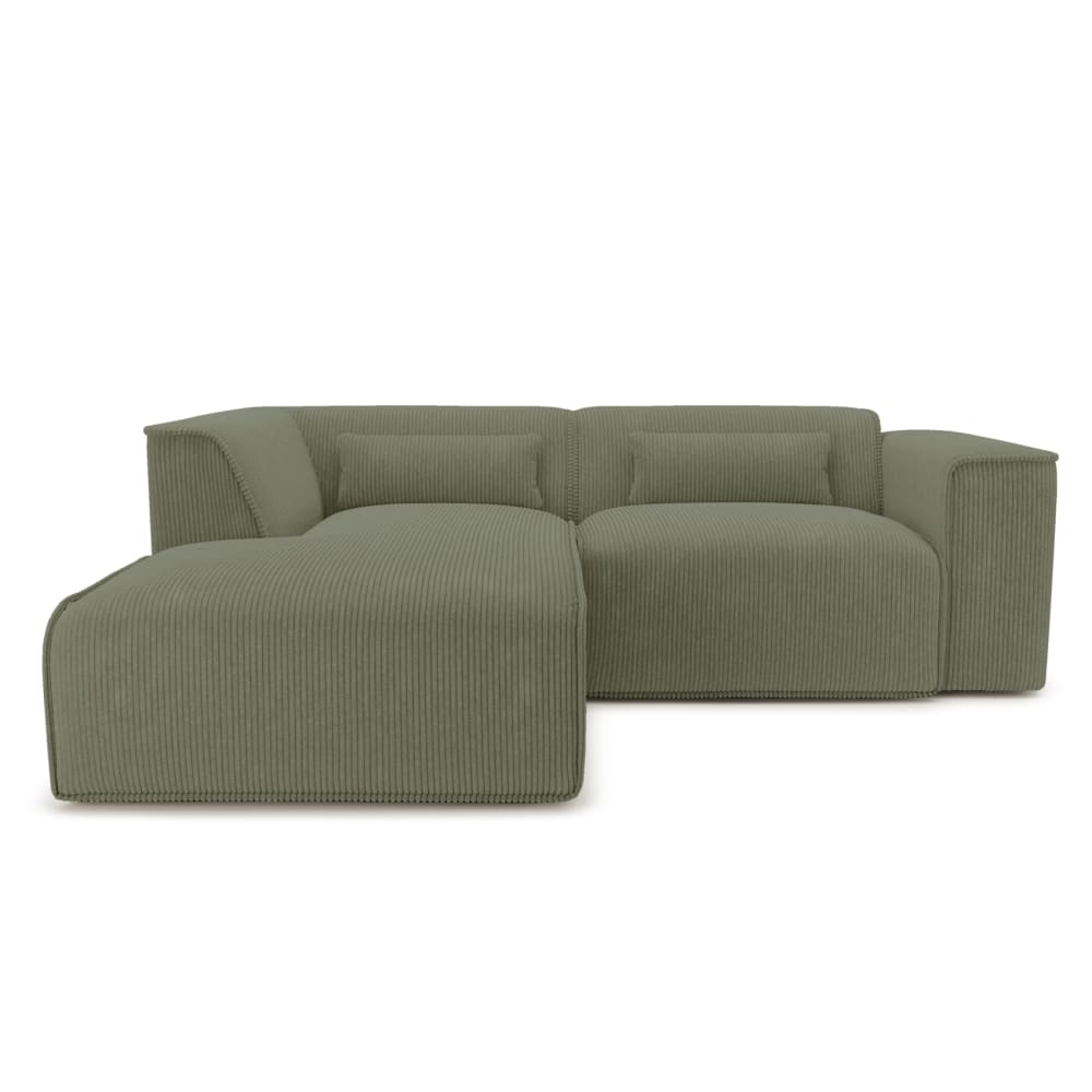 Canapé d'angle en velours côtelé 4 places vert