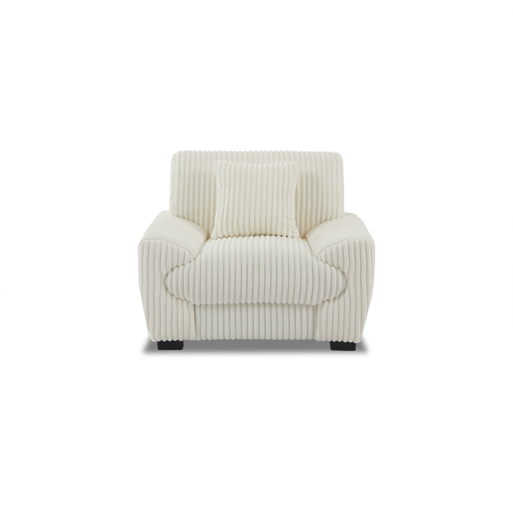 Fauteuil fixe 1 place velours côtelé beige